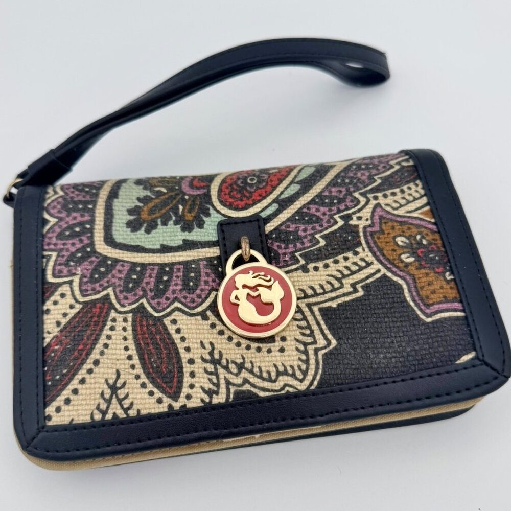 Spartina 449 black paisley wristlet leather wallet